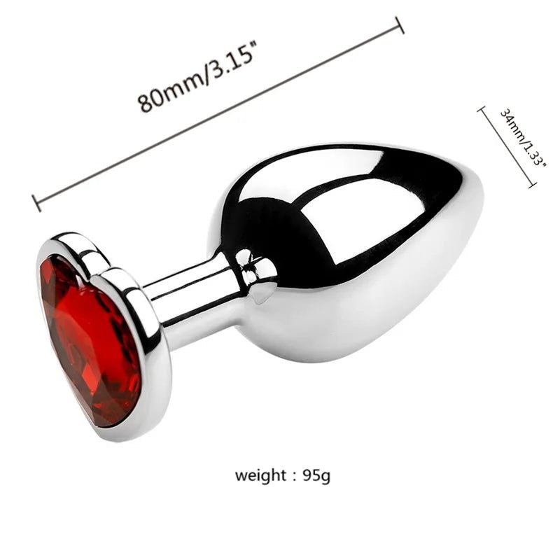 Plug Anal Cristal Cœur en Métal - 3 Tailles - Plaisirs Divins