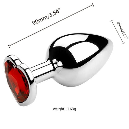 Plug Anal Cristal Cœur en Métal - 3 Tailles - Plaisirs Divins