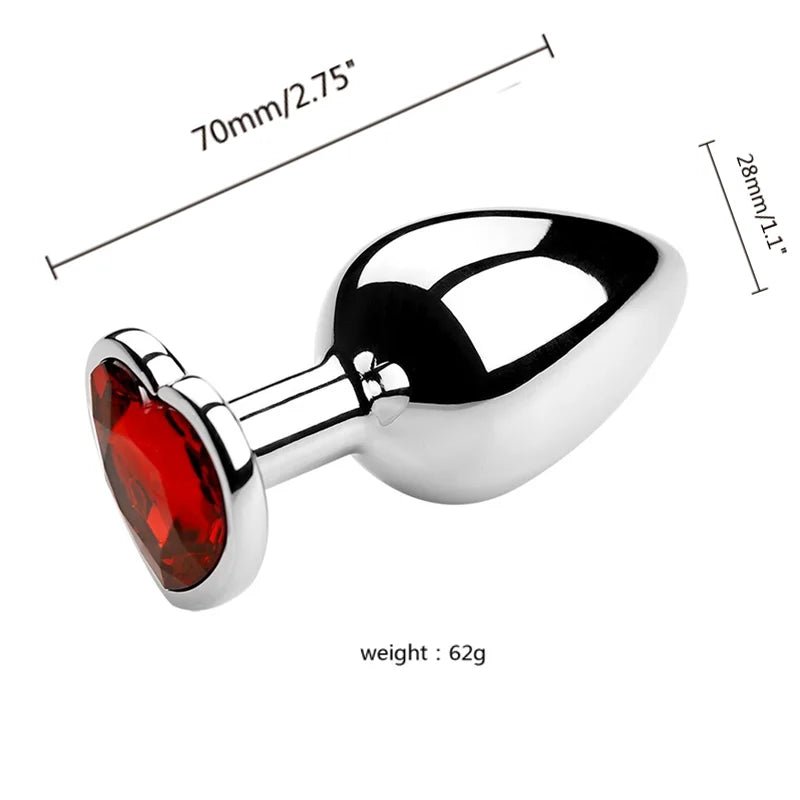 Plug Anal Cristal Cœur en Métal - 3 Tailles - Plaisirs Divins